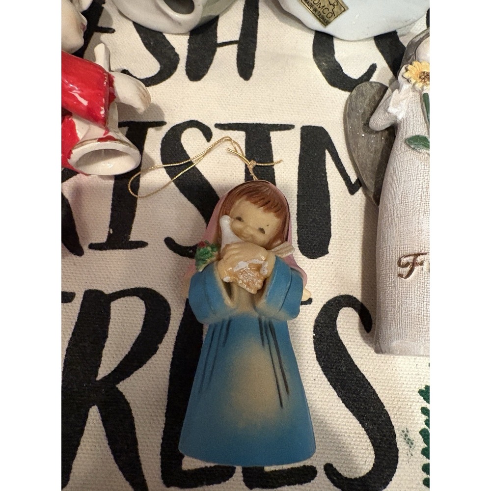 Lot of  8 Angel Ornaments Resin ceramic silver Figurines Christmas Decor Kids‎ - Picture 9 of 13